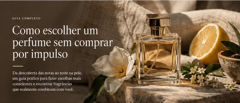 Perfume em composição com flores e frutas
